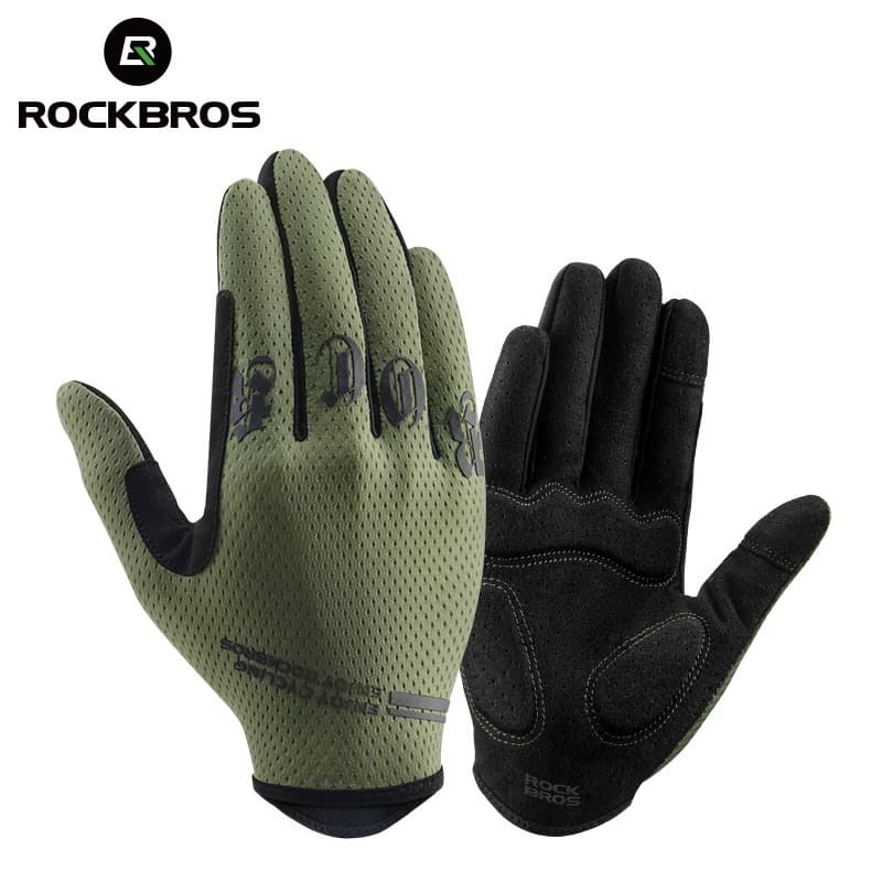 Luvas De Ciclismo ROCKBROS Com Tela Sensível Ao Toque Respirável Dedo Completo À Prova De Choque Elásticas Antiderrapantes MTB Para De Estrada