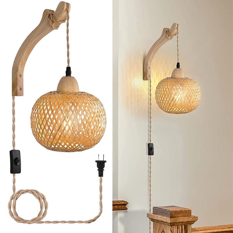 Estilo Japonês Lâmpada De Parede Bambu Minimalista Quarto Cabeceira Do Vintage Sala Estar Corredor Varanda Escadas Decor