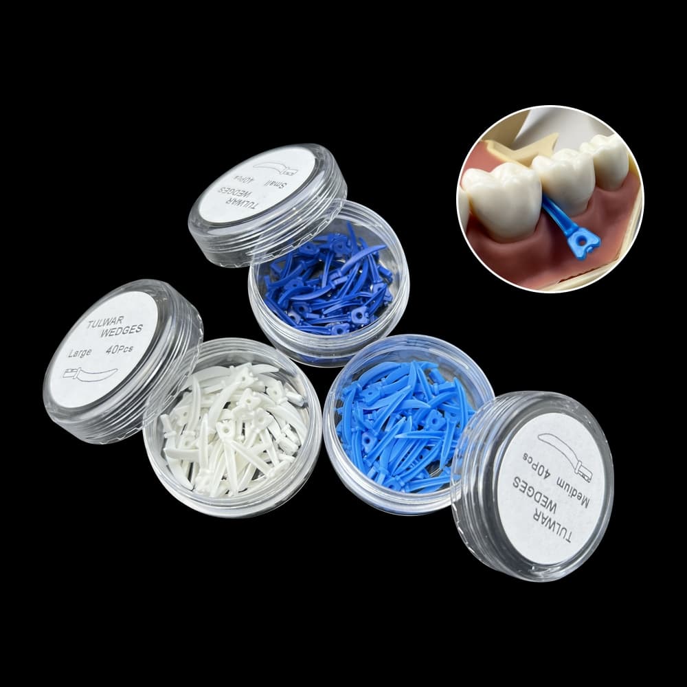 40Pcs/Box Cunhas Tulwar Para Sistema Matriz Seccional S/M/L Cunha De Recarga Plásticas Descartáveis Com Ferramenta