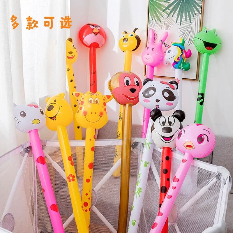 1PCS/Cartoon Inflável Balão Longo Raposa Panda Unicórnio Cabeça De Animal PVC Decoração De Festa De Brinquedos Para Crianças