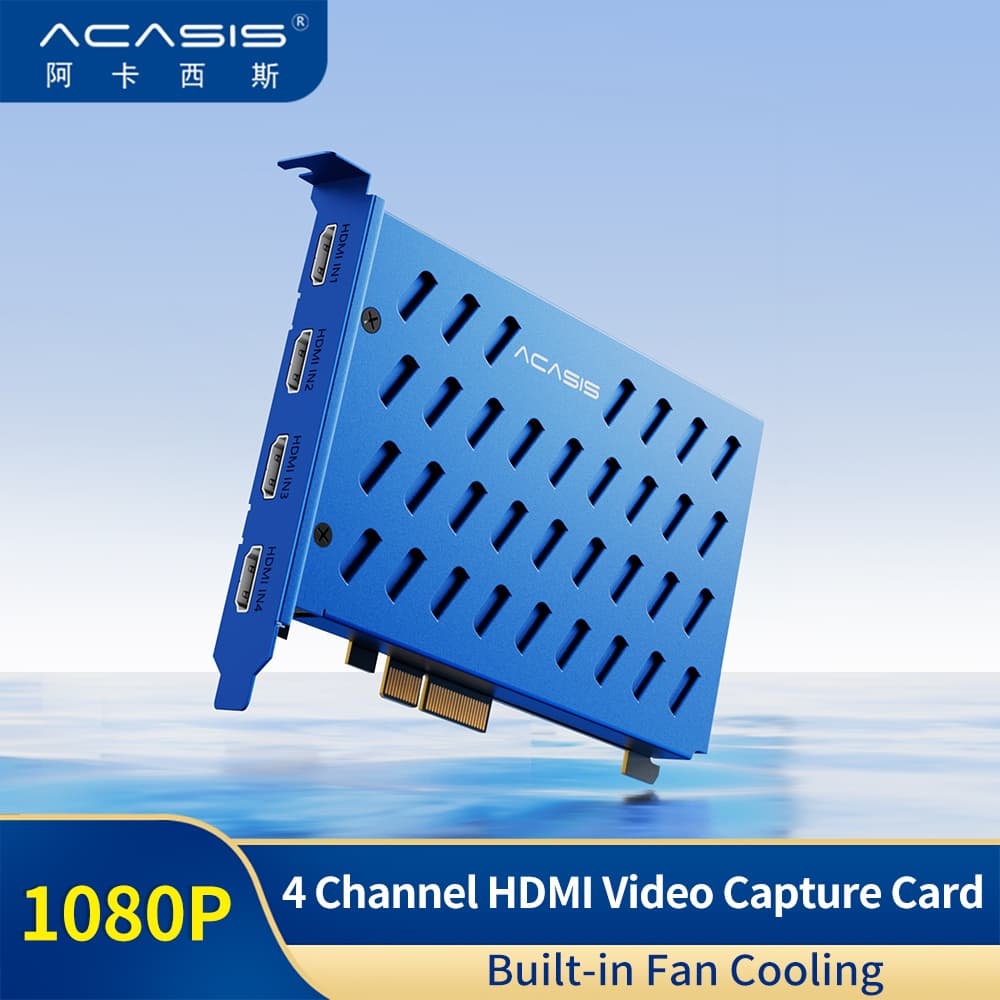 Placa De Captura De Vídeo HDMI ACASIS 4 Canais Com Resfriamento De Ventilador Embutido PCIE 1080p 60fps Para PS4/Xbox/Camera Streaming Live Broadcasts