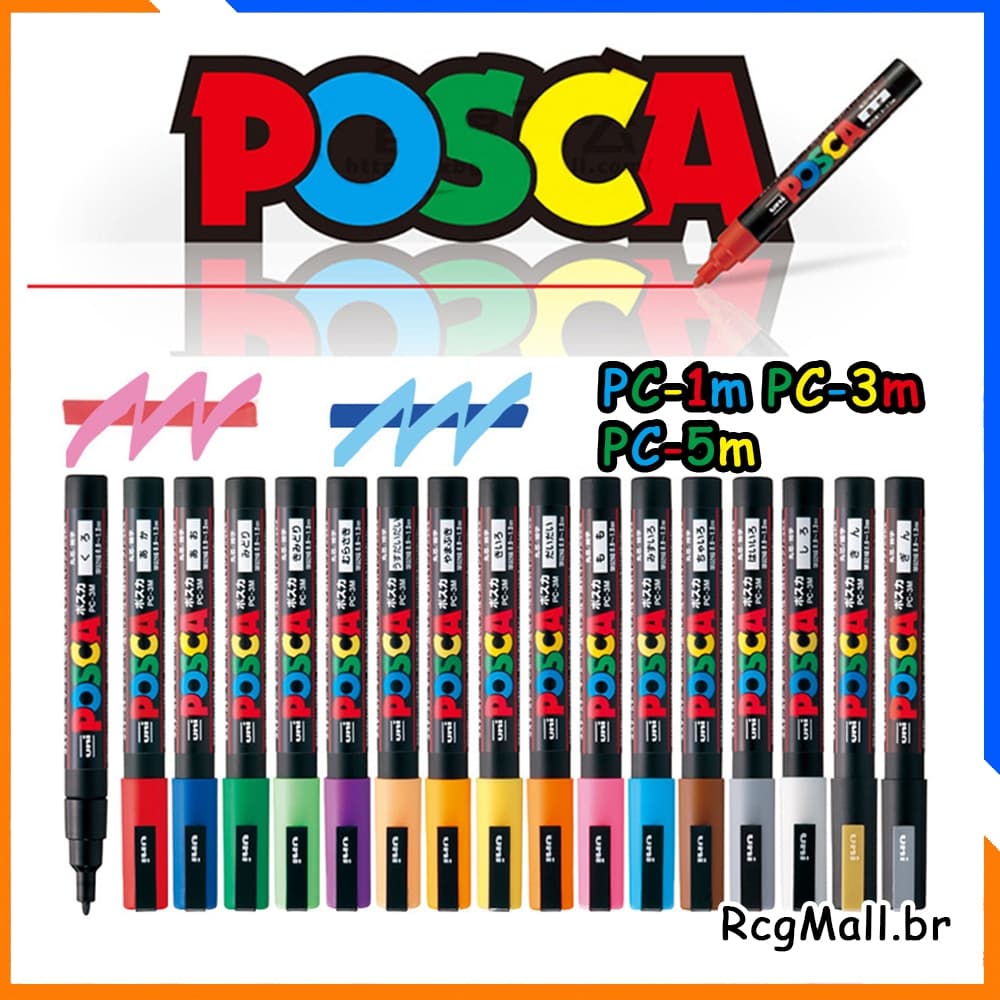 UNI POSCA Caneta Marcadora PC-1M 3M 5M Pôster À Prova D'água Material De Pintura De Grafite Para Escritório Do Estudante