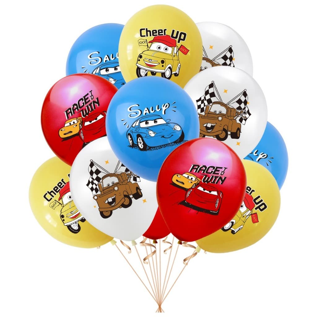 12pcs/Pack Cars Lightning Mcqueen Balão De Látex Para Aniversário Infantil Decoração De Eventos Festivos