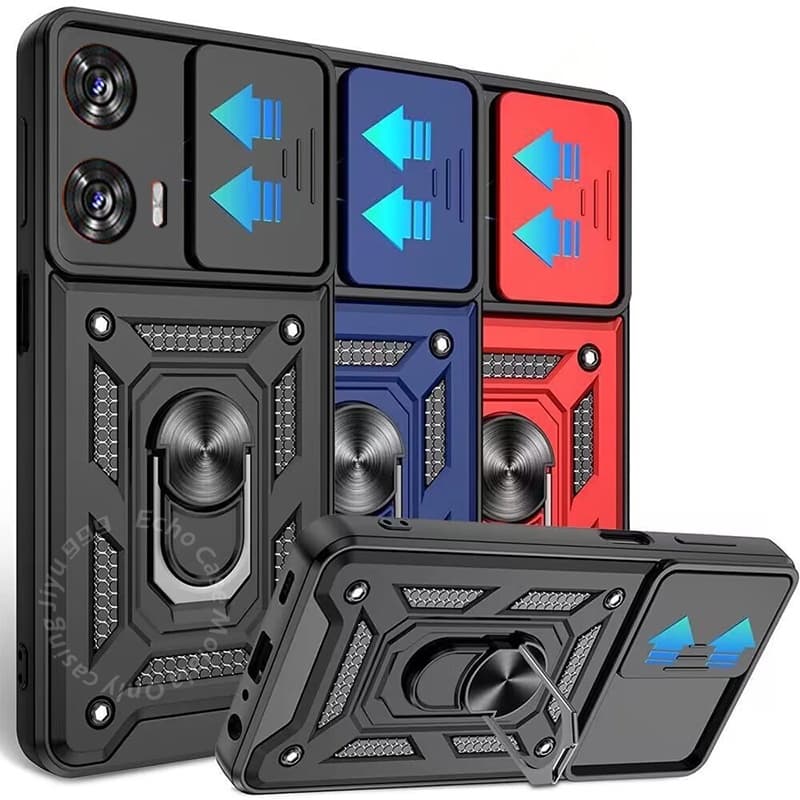 Capa De Telefone Para Motorola Moto G35 (5G) Push pull Slide Lente Armadura Anel Suporte À Prova De Choque Dura