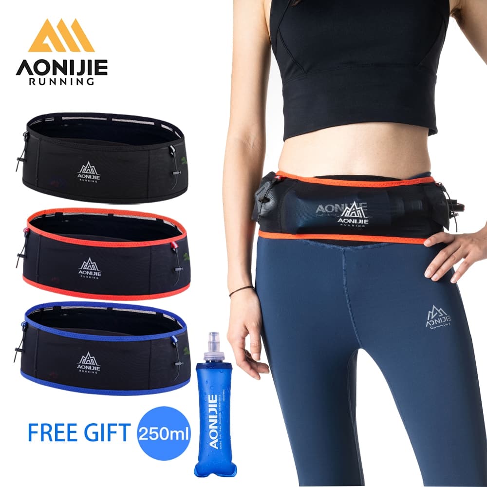 Bolsa de cintura para corrida AONIJIE W938S com garrafa de água macia de 250ml para hidratação na corrida