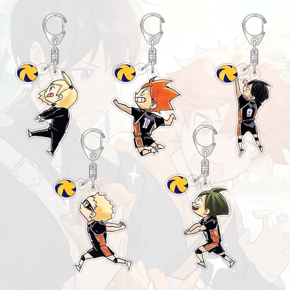 Chaveiro Haikyu Carton Anime Em Torno De Bolsas Acrílicas Porta-Chaves
