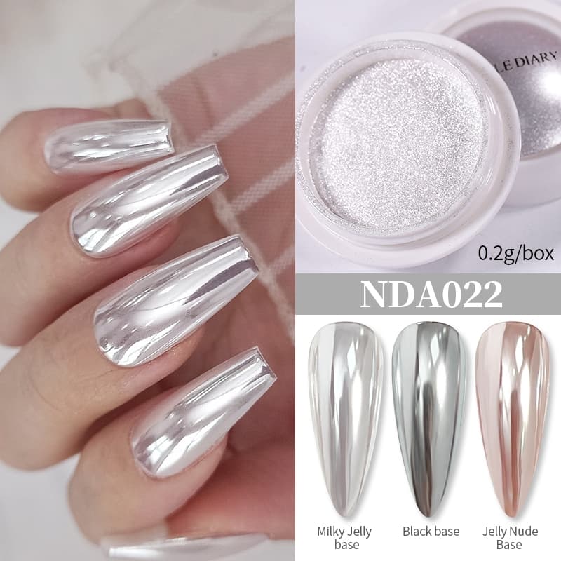 Espelho Pigmento  Unhas Em Pó Cromado Unhas Prata Decoração De Arte