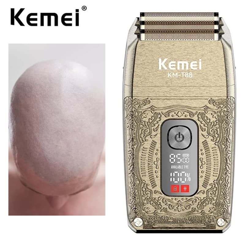 Kemei Barbeadores Elétricos De Lâminas Triplas Recarregáveis Profissionais De Barbear Sem Fio Com Cabeça Careca Homens 8500RPM