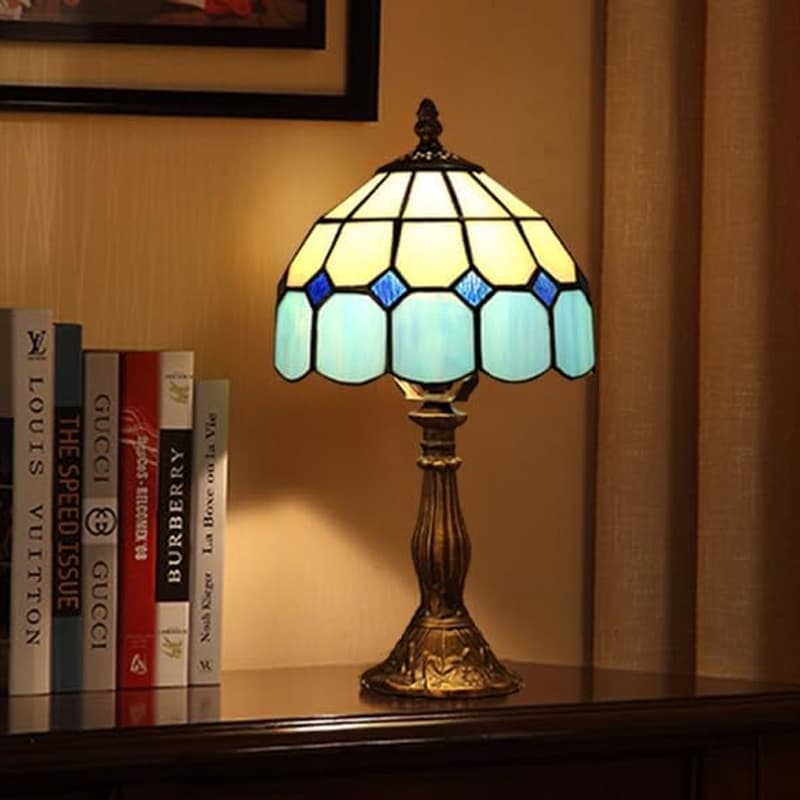 Candeeiro De Mesa Vintage Mediterrâneo Com Vitral , Estilo Tiffany , Luz Antiga Para Sala De Estar , Quarto , Escritório