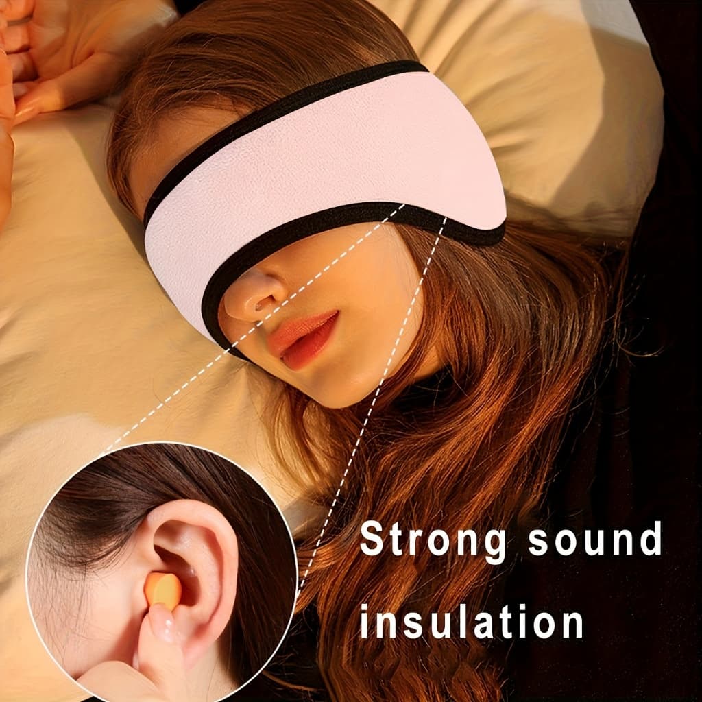 1 Pedaço De Saco De Dormir Silencioso E Confortável-Tampões Para Os Ouvidos Com Redução De Ruído À Prova De Som Máscara Ajustável Olhos-Perfeito Viagens , Fraldas Descansos