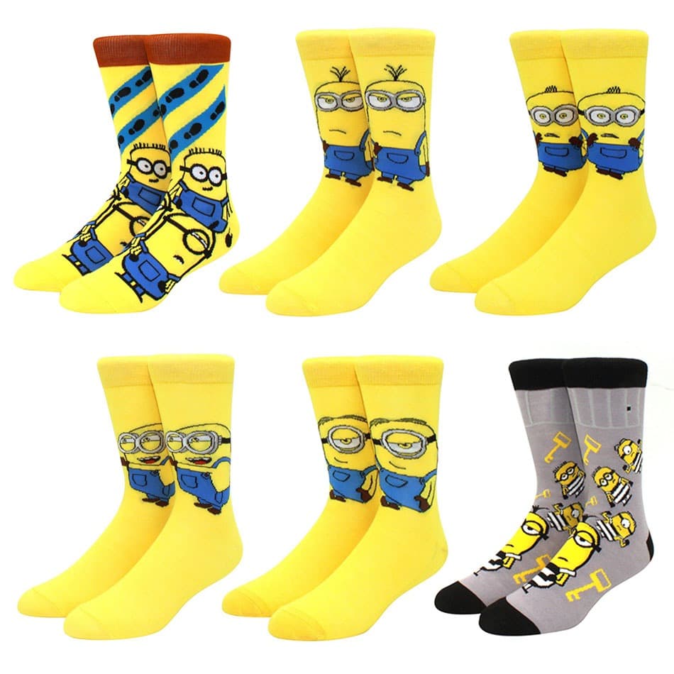 Filme Meias Homem Amarelo De Cartoon Tendência Personalidade De Rua Mulher