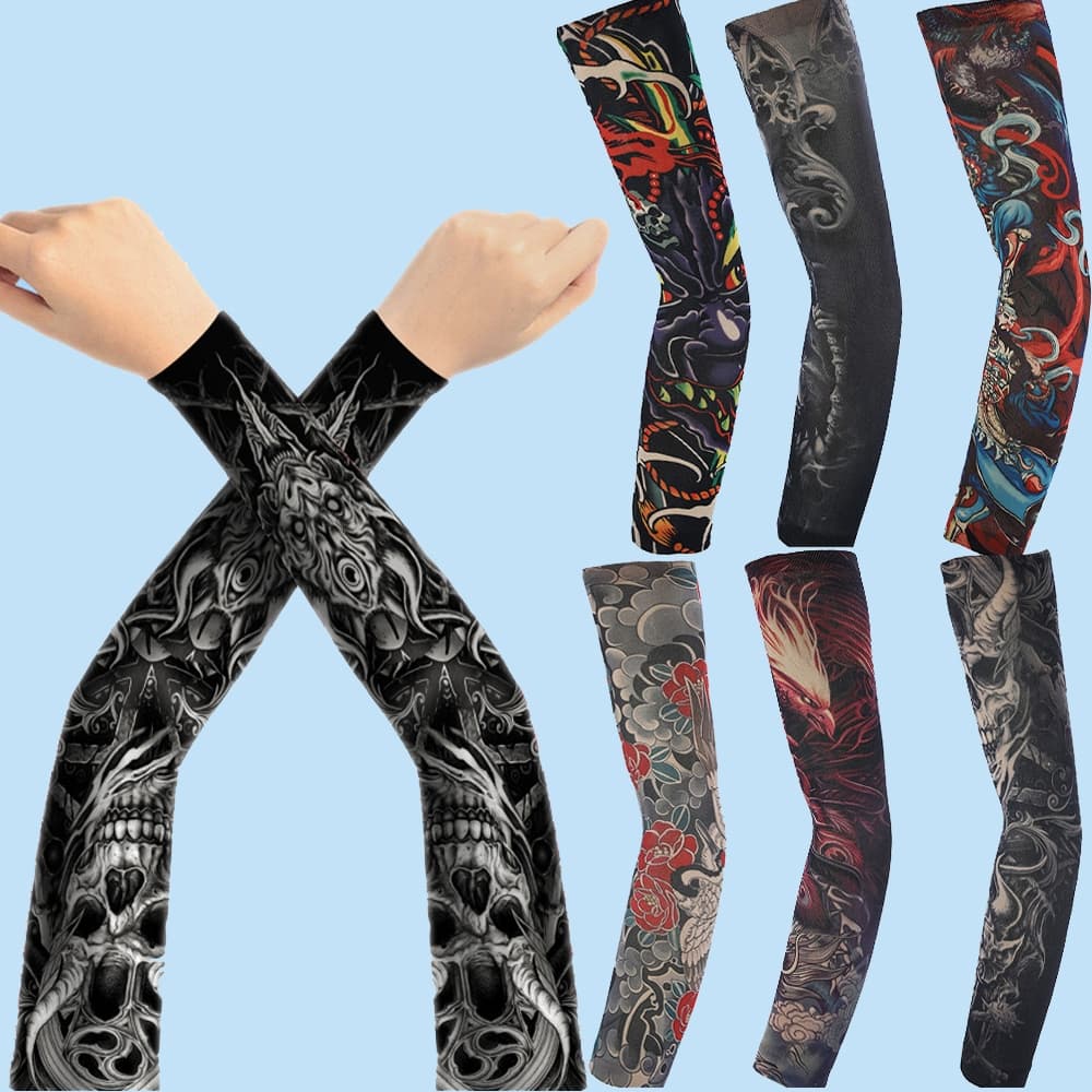 Conjunto 1 Par (2PCS) Anti-UV/Dust Mangas De Braço De Meia De Seda Para Pesca No Gelo Motocicleta Homens Unisex Tattoo Sleeve