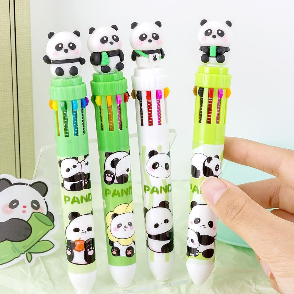Nova Caneta Criativa Panda Cute Dez EsferográFica Colorida Papelaria Estudantil Presente De Natal