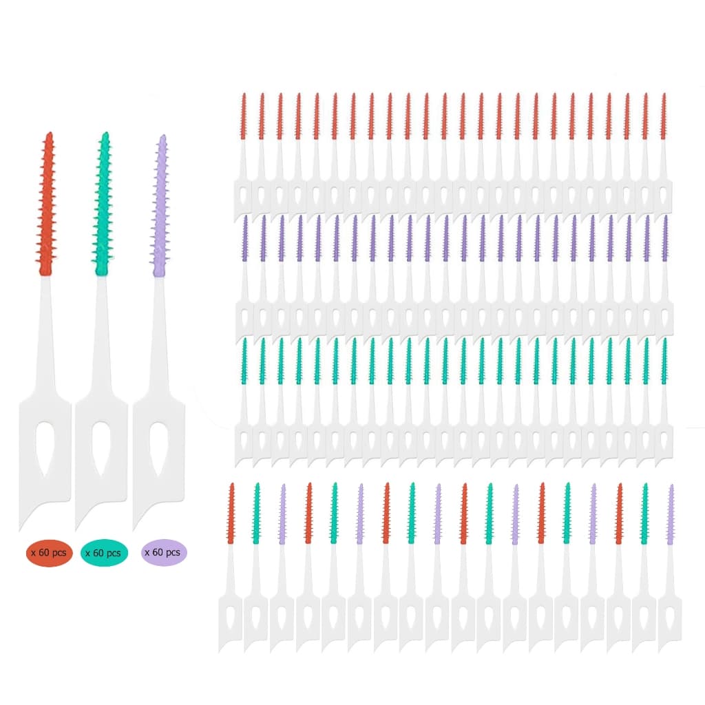 180Pcs Escovas Interdentais De Dupla Utilização Dentárias De Silicone Macio Palitos Dentários Entre , Escova De Fio Dental Para Limpeza De Arame Ortodôntico Ferramenta De