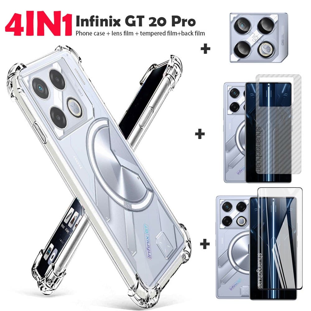 4IN1 Para O Telefone Infinix GT 20 pro Caixa Telefônica Anti-Espionagem Privacidade Vidro Temperado Cerâmica Filme Macio + De Lente Retorno + Estojo