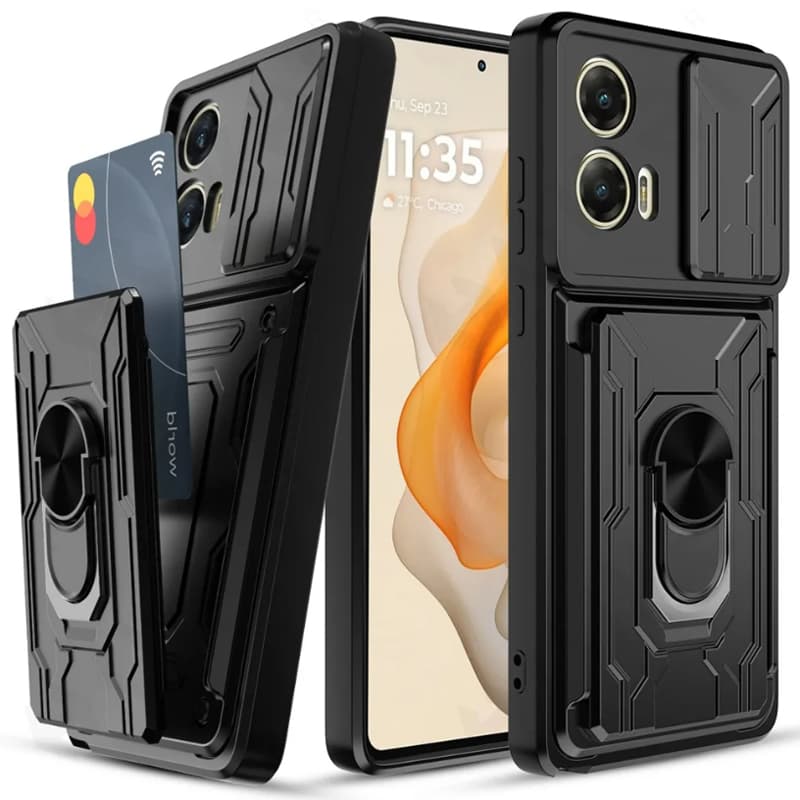 Caso de telefone rígido resistente com suporte e slot para cartão Para Moto G56 G86 G85 G55 G35 G15 G84 G54 G24