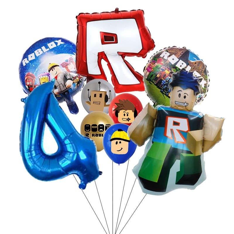 9pcs/Lot Roblox Conjunto De Balões De Aniversário Em Folha De Alumínio Número Decoração