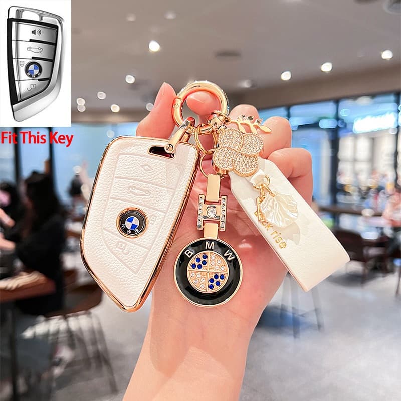BMW X1 X3 X5 X6 Série 1 2 5 7 F15 F16 E53 E70 E39 F10 F30 G20 G30 Novo Design TPU + Caixa De Chave De Couro Carro Remota