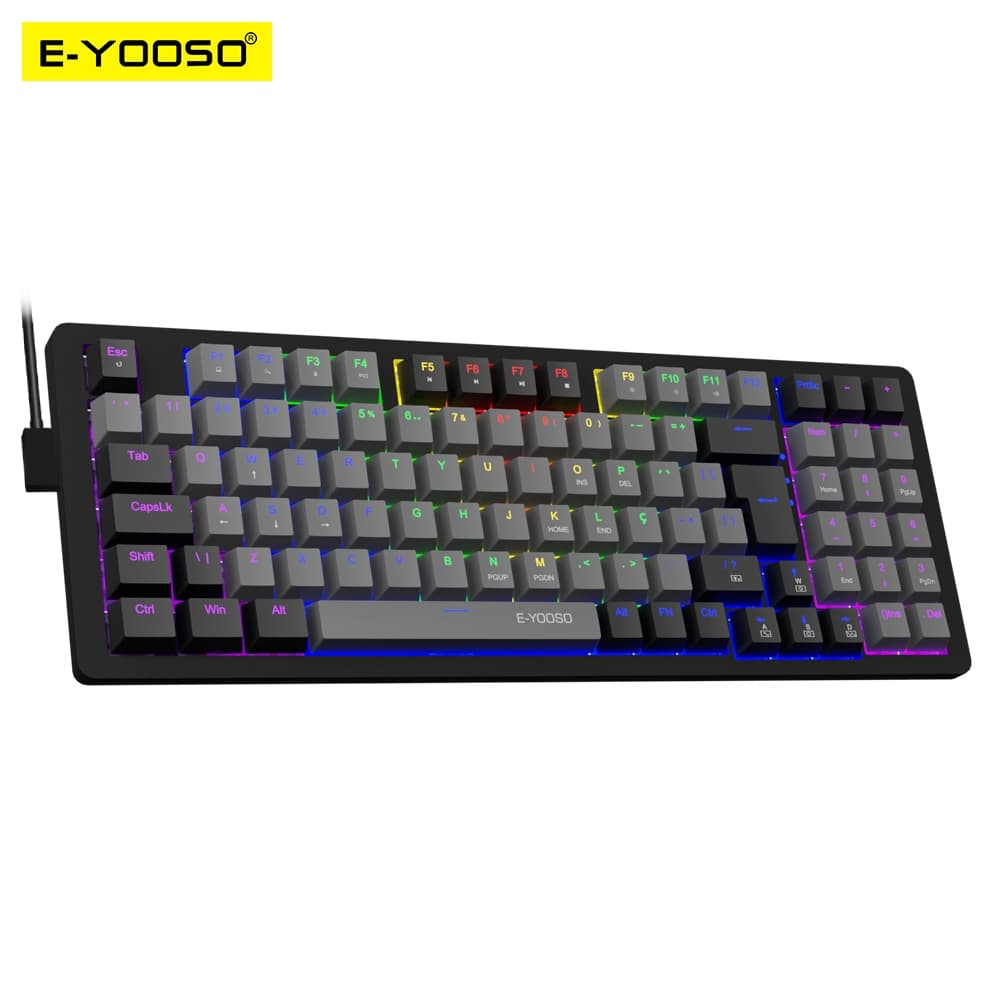 E-YOOSO Z94 USB Teclado De Jogo Mecânico Com Luz De Fundo Monocromática 94 Teclas Português Brasileiro Para Computador Portátil Compute