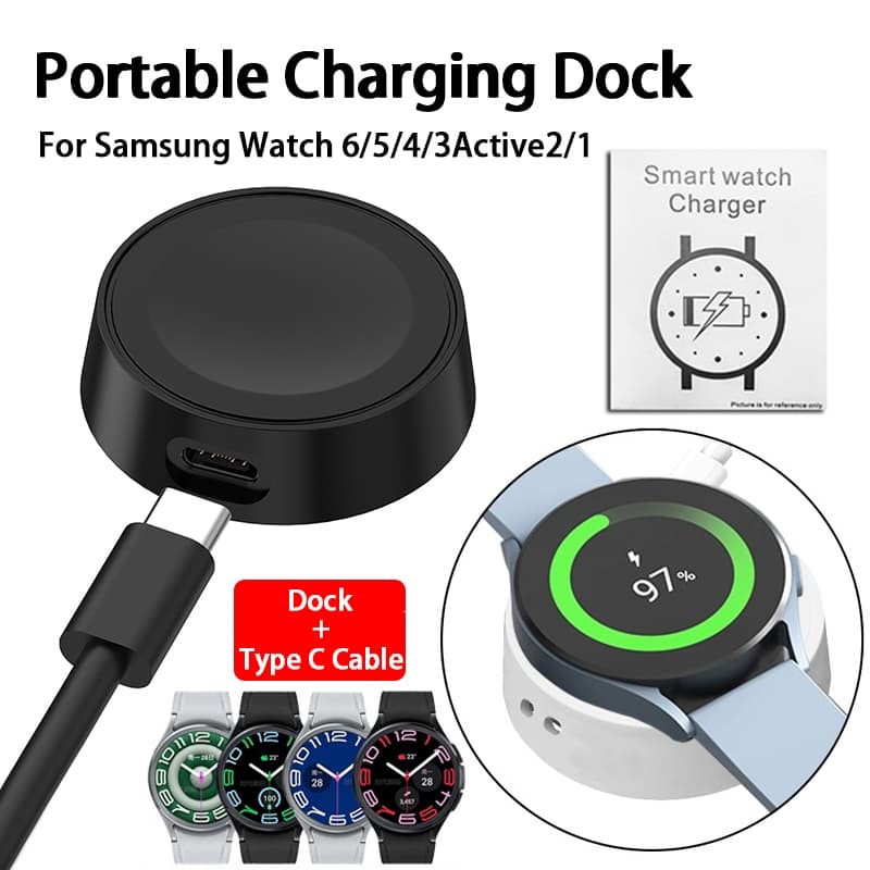 Doca De Carregamento Rápido 2 Em 1 Para Samsung Galaxy Watch Ultra2/1/9/8/7/6/5/4/3 Active 2 Dock Dividido + Cabo Carreg