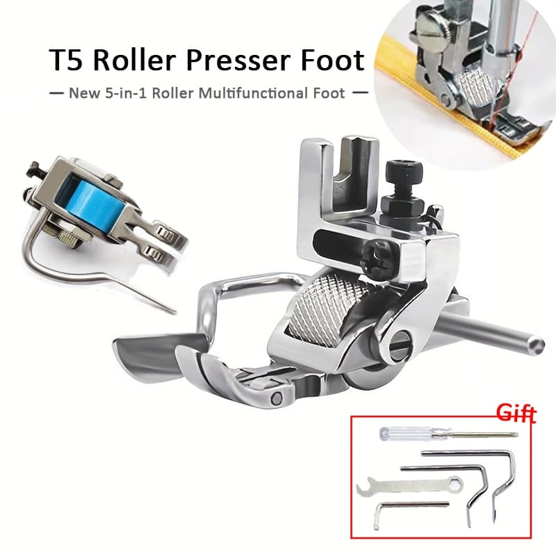 【Promoção】5-Em-1 Conjunto Calcador T5 Multiuso Com Rodas Triplas Para Máquinas De Costura Industria