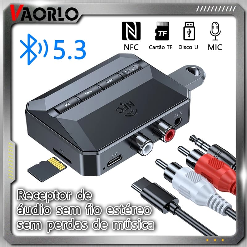 NFC Bluetooth 5.3 Receptor De Áudio HIFI Adaptador De Música Estéreo Sem Fio Com Microfone 3.5mm AUX RCA USB U-Disk/TF Para Alto-Falante De TV Kit Automotivo
