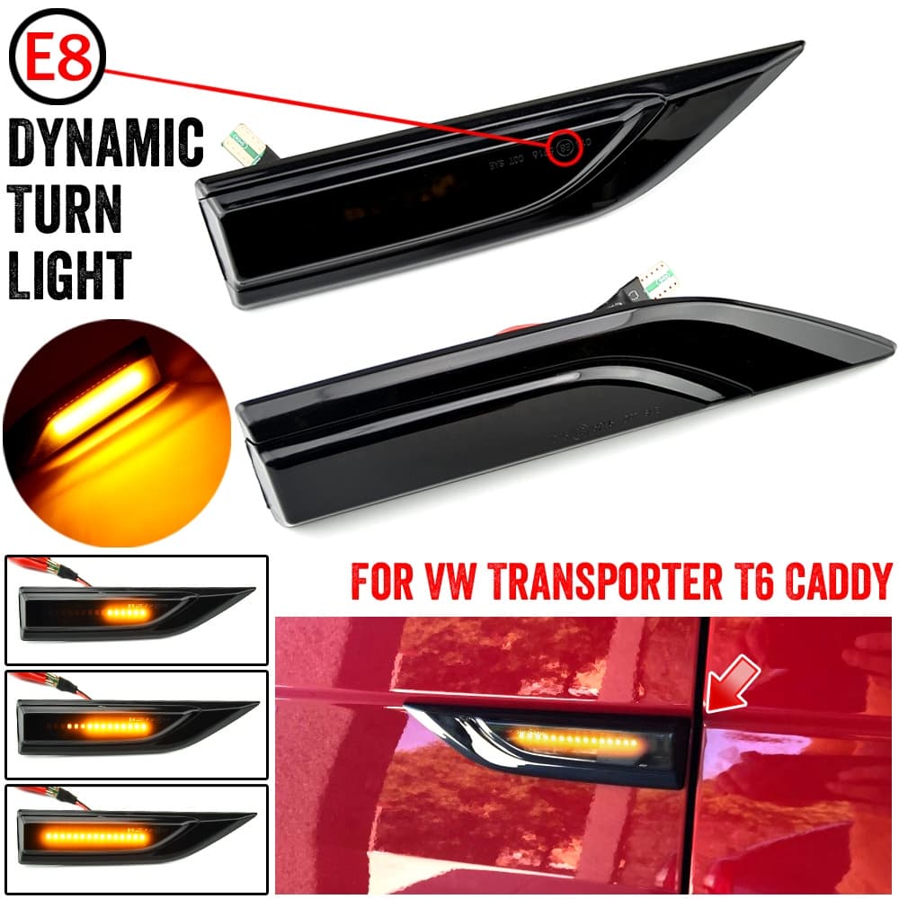 2 Pçs Indicador De Pisca Dinâmico Marcador Lateral Luz Sinal Volta Para VW Transporter T5 T6 Multivan Caddy LED Lâmpada