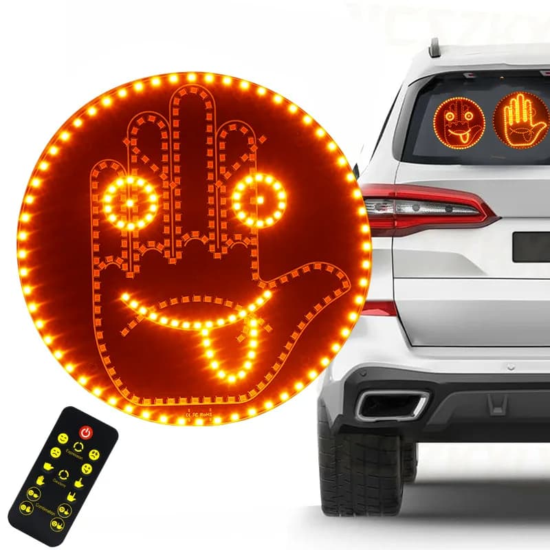Luz De Expressão Do Dedo Carro Controle Remoto Da Gesto De Iluminação LED Estrada Rage Middle Finger Gesture Palm Light Accessories