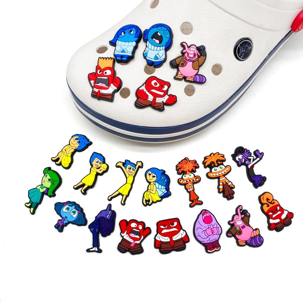 Novos 10/20pcs Inside Out Shoe Charms For Clogs Sandálias Chinelos Acessórios Para Calçados De Bricolage Kids Sandals Party Idéia De Presente Favorita