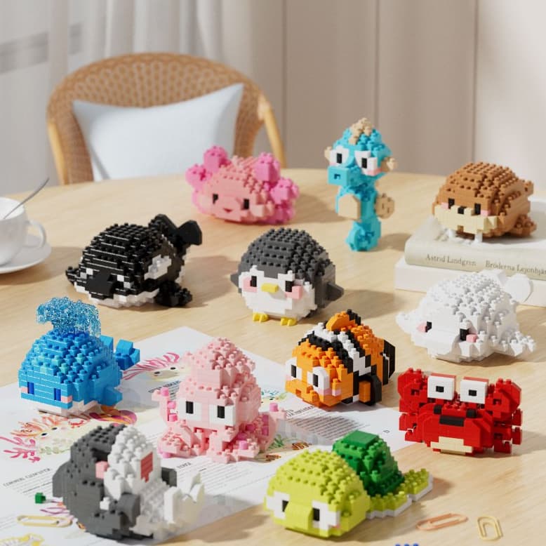 Blocos 3D Série De Criaturas Marinhas Pequenos Brinquedos De Partículas Presentes De Construção Para Meninas Meninos