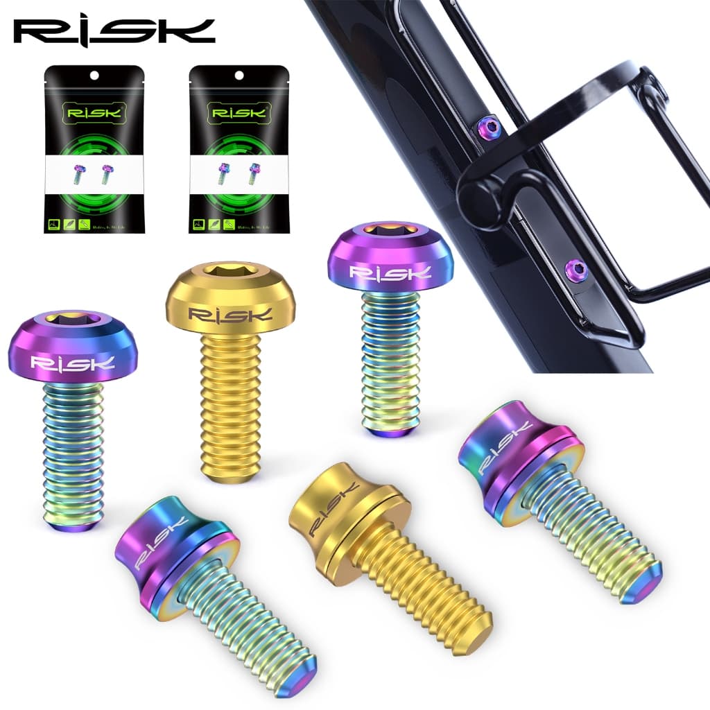RISK M5x12mm Parafuso Gaiola Para Garrafa De Titânio 3colores Porta Bicicleta Acessórios Água