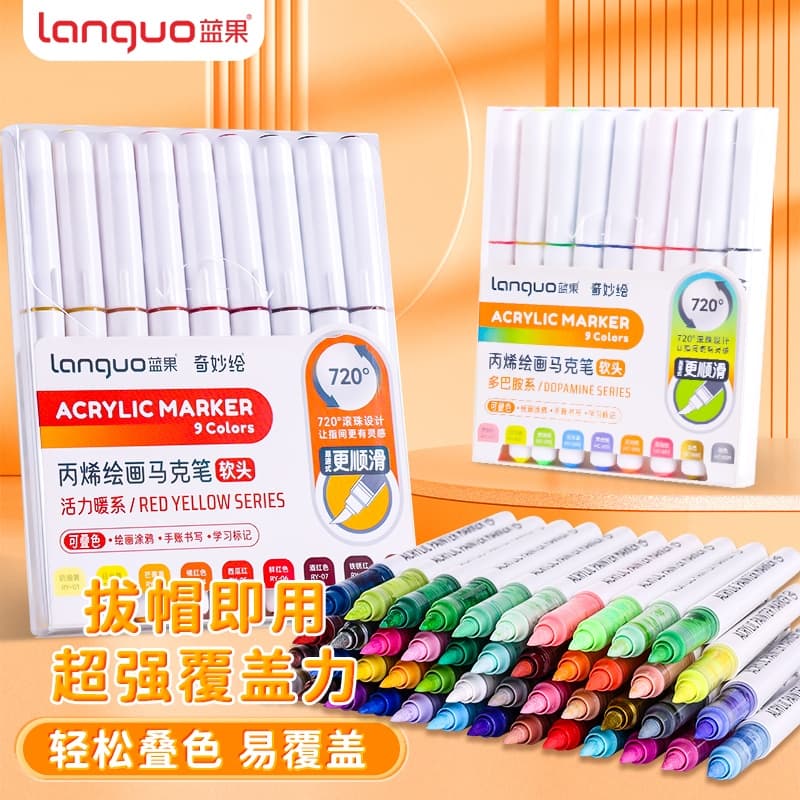 Languo Acrylic Mark Caneta Marcadora Líquida Reta De Grande Capacidade , Segura E Ecologicamente Correta De Pintura Infantil Empilhável 81 Cores
