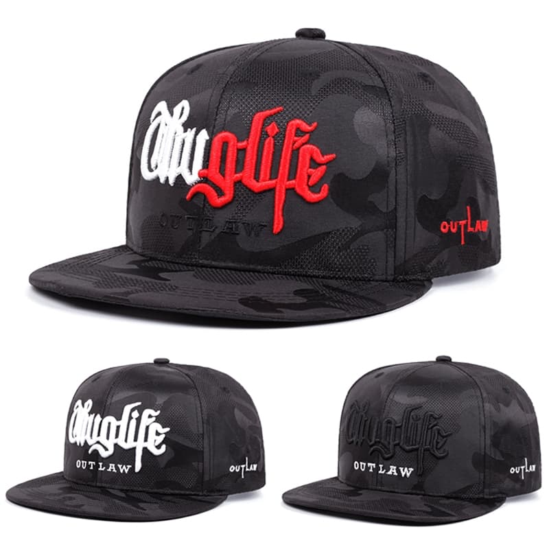Tampa De Bordado 2PAC Painel Snapback Hip Hop Para Homens Camuflagem De Algodão Mulheres Rede Ajustável Ao Ar Livre