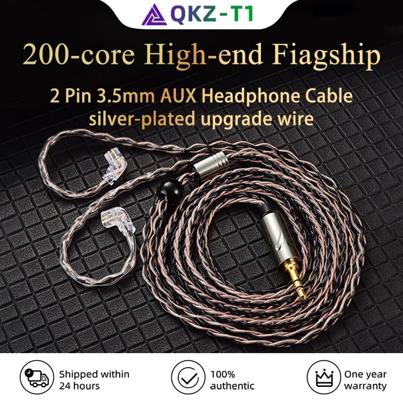 QKZ T1 Fone De Ouvido Com Fio Acessórios De Atualização QDC Tipo Cobre Prata Cabo 3,5mm Para KZ ZSN PRO EDX ZXT ZXN TRN
