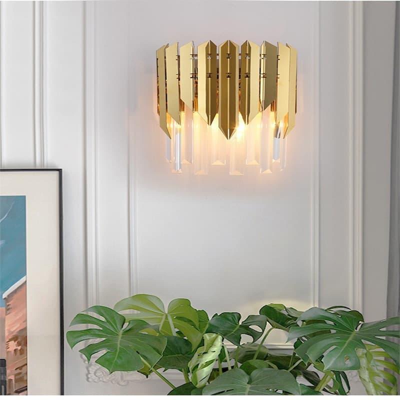 Lâmpada De Parede Cristal Nordic Luz Ouro Luxo Iluminação Interior Decoração Do Quarto Arandela Para O Sala Estar Cabece