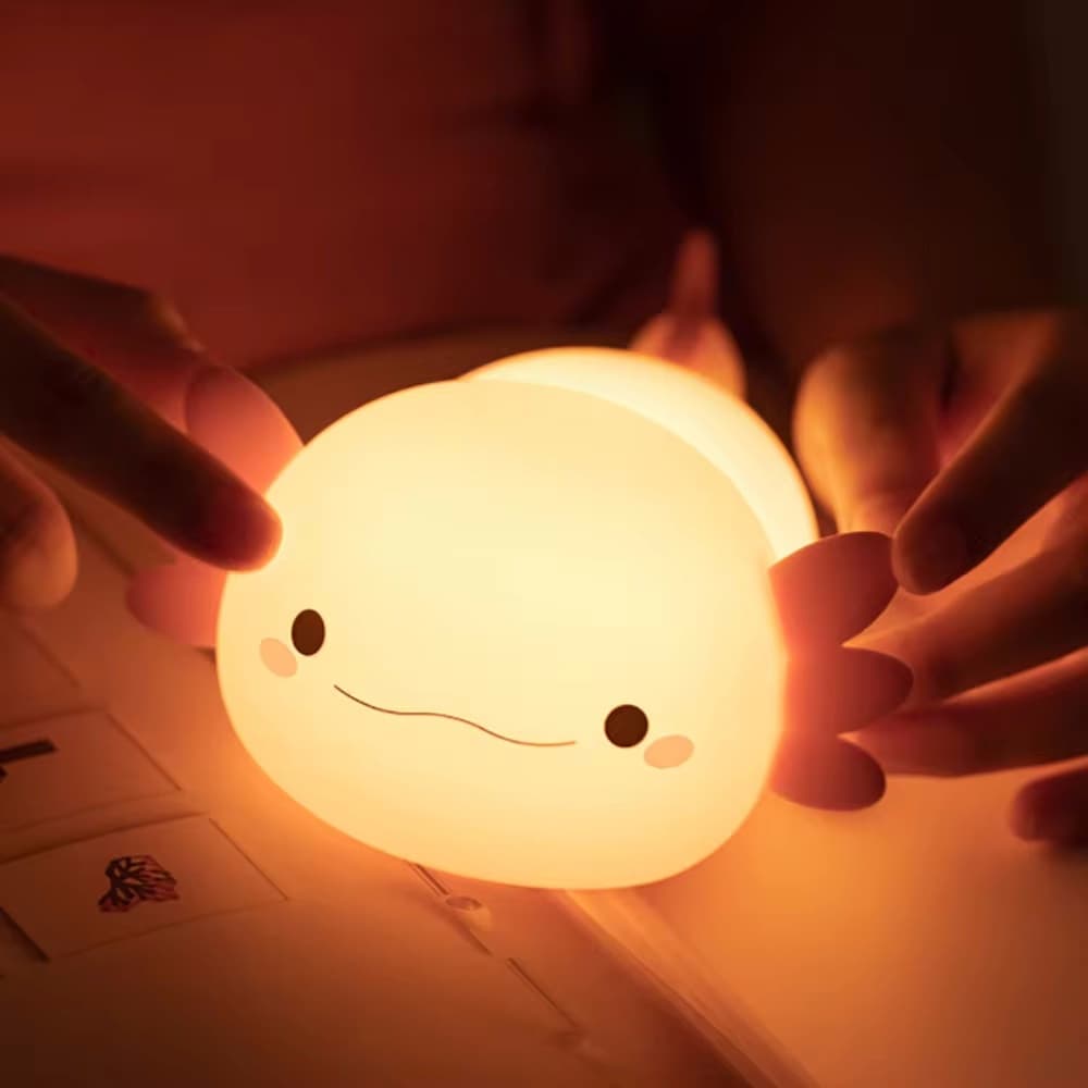Novidade Silicone Axolotl Luz Noturna Recarregável Berçário Lâmpada De Dormir Controle De Toque Luzes Noturnas Para Deco