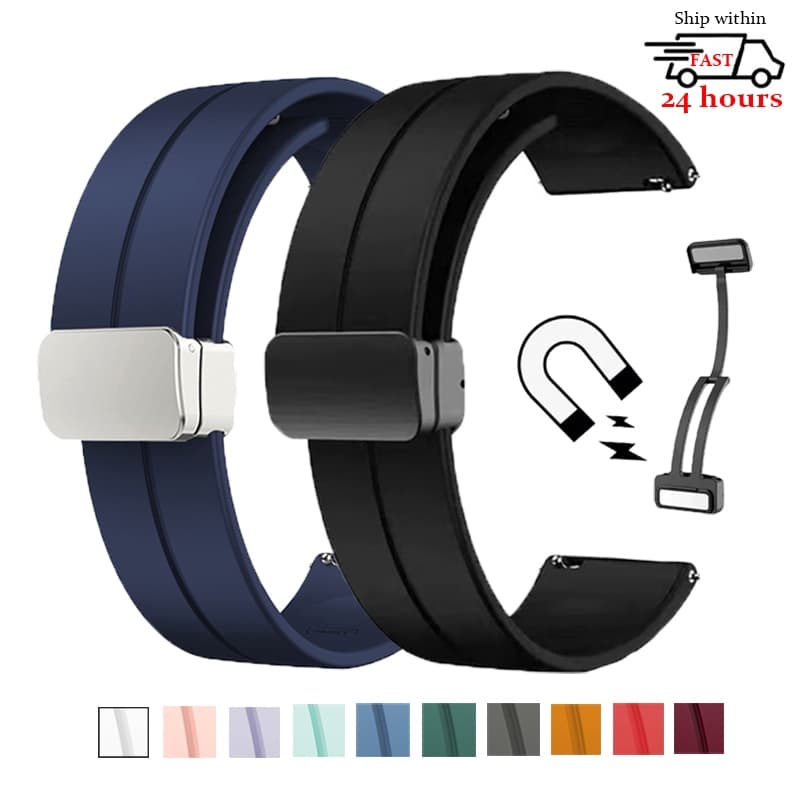 Pulseira De Relógio De Silicone De 20mm 22mm , Fivela Magnética , Esportiva De Liberação Rápida Universal