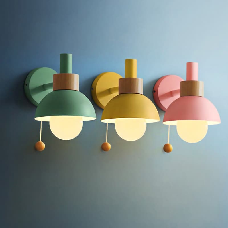 Lâmpada De Parede LED De Cabeceira Com Interruptor Nórdico Moderno E27 Luzes Arandela Madeira Iluminação Interior Decora