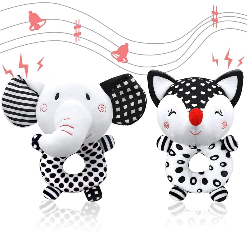 Baby Toys 0-6 Meses Brinquedos Recém-Nascidos , Rattles Para Bebês Infantis 0-3 , Pretos E Brancos De Alto Contraste Plush Recheados Menino