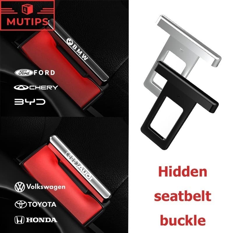 2 Pcs/Set Mini Cinto De Segurança Para Carro Extensão De Uso Duplo Silenciador De Alarme Com Fivela De Fecho Oculto Wigo Vios Rush Innova Xpander Cross Mirage G4 Ranger Raptor Territory Navara Almera Livina
