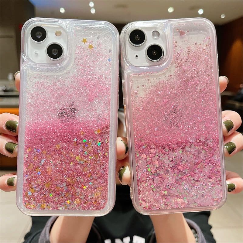 Capinha iphone 13 de telefone rosa glitter para iPhone 7 12 Pro 15 capa fashion para celular