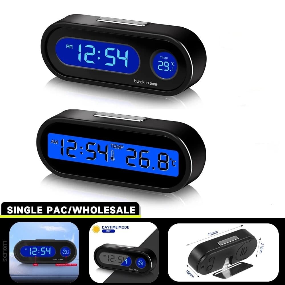 Relógio Automático Mini Eletrônico Iluminado Termômetro Interno LCD Backlight Display Digital Acessórios Para Carros