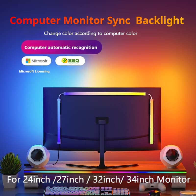 Luz De Fundo LED De Sincronização Do Monitor De Computador RGB Longlight Ambilight ,Dreamcolor Rhythm Pickup Strip Light