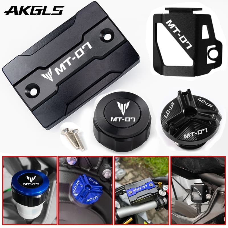 Para A Yamaha MT07 mt 07-07 FZ07 2014-2021 2022 Acessórios Tampa Do Tanque De Óleo De Fluido De Freio Dianteiro E Traseiro Armazenamento De Líquido