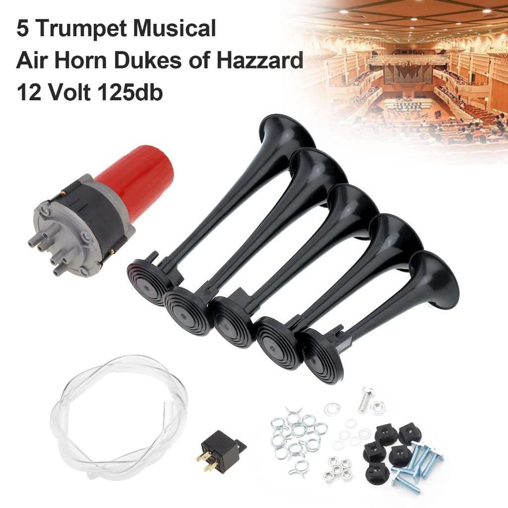 12V 125db Preto Sistema Completo 5 Trompete Som Musical Buzina De Ar Com Compressor Para Carro/Veículo/Caminhão