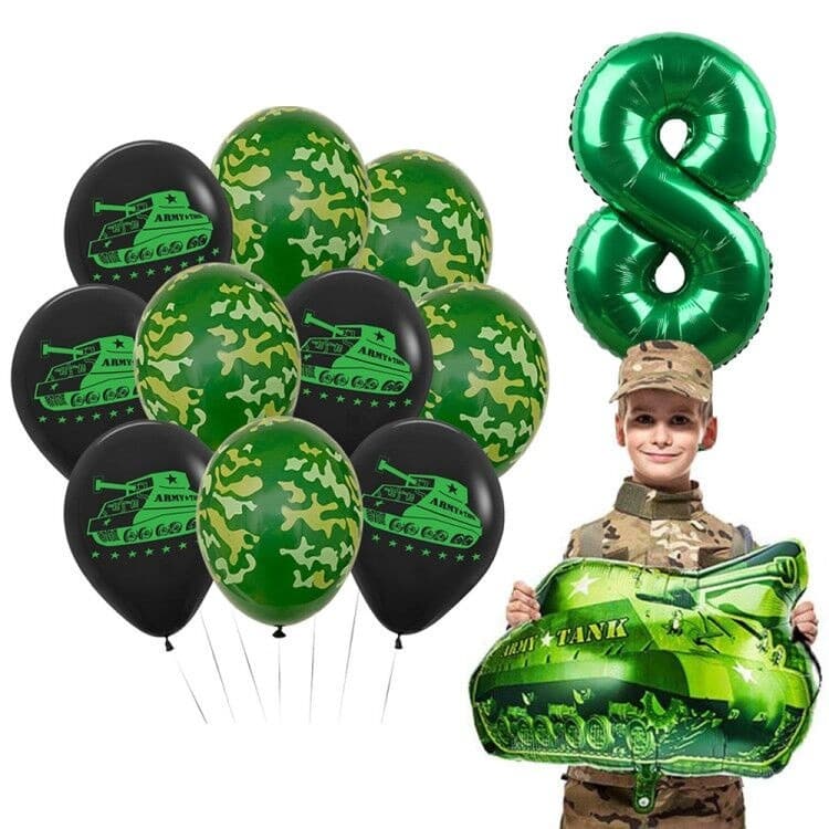 Conjunto Balão De Camuflagem Militar Metálico Número Aniversário Infantil Presente De Decoração