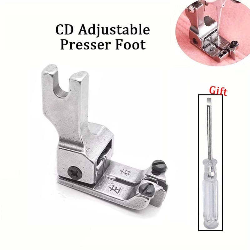 Calcador Presponto Duplo Com Regulagem Reta Industrial CD Ajustável À Esquerda E Direita Com Stop Edge