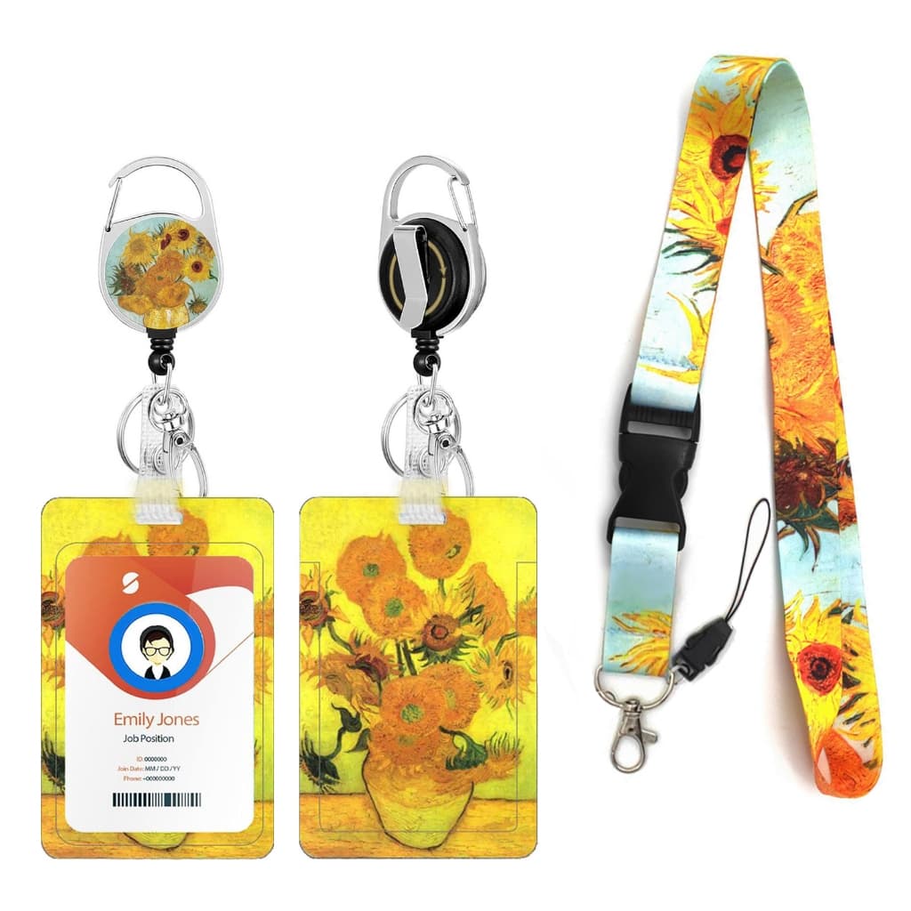 Cordão Clássico Para Pintura A Óleo Com Porta-Cartão De Identificação E Carretel De Crachá Celular Estilingue De Chaveir