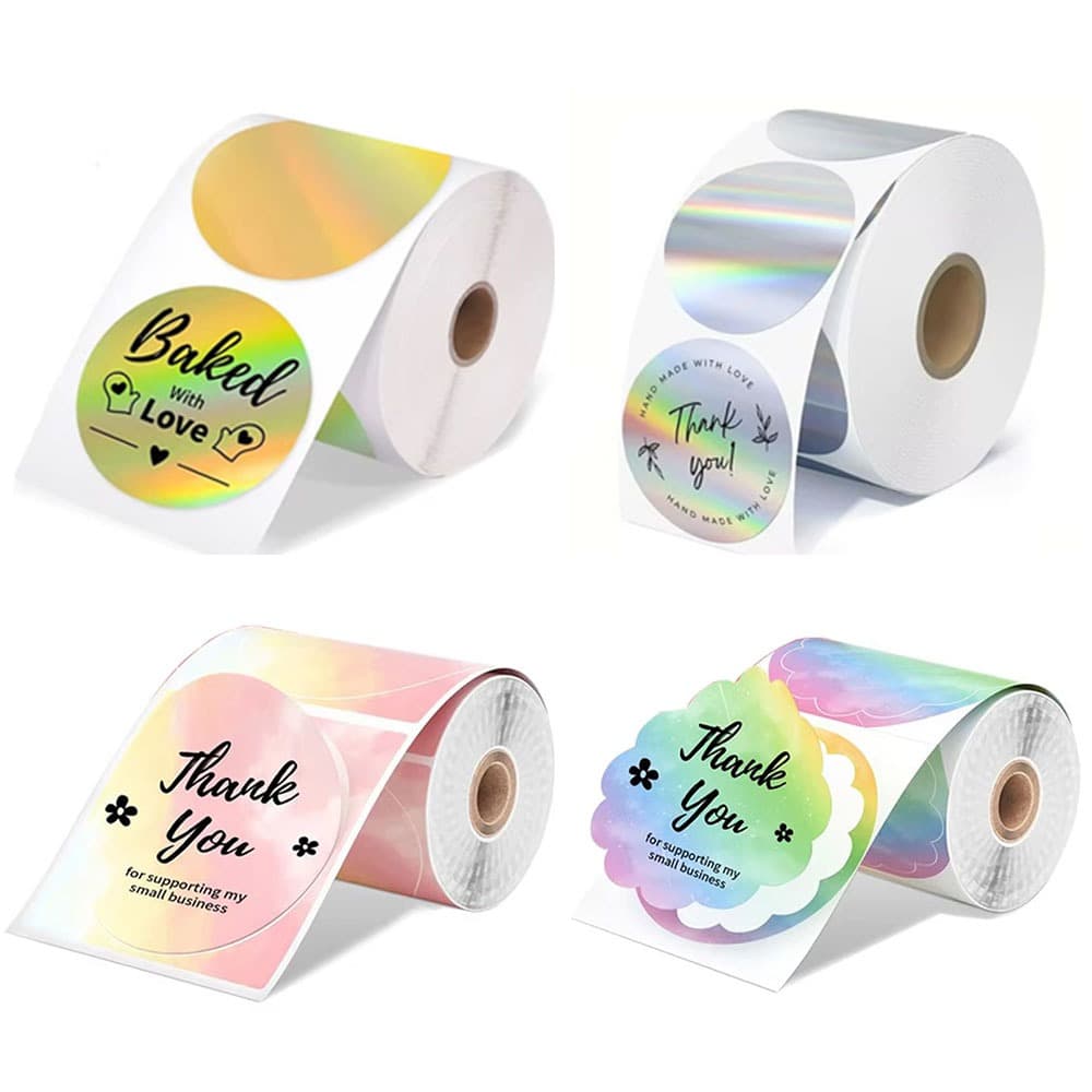 1Roll Adesivo De Etiquetas Branco Transparente Série Redonda Para phomemo M110/M220/M221/M120/M200 Rótulos Adesivos Térmicas