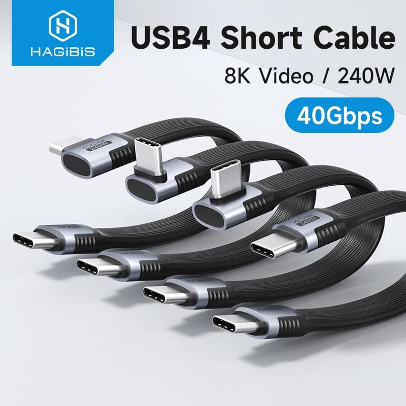 Cabo De Dados Hagibis USB4 40 Gbps USB C Para Type Curto PD 240W 8K 60Hz Thunderbolt 3/4 iPhone 16 Pro Max SSD Power Ban